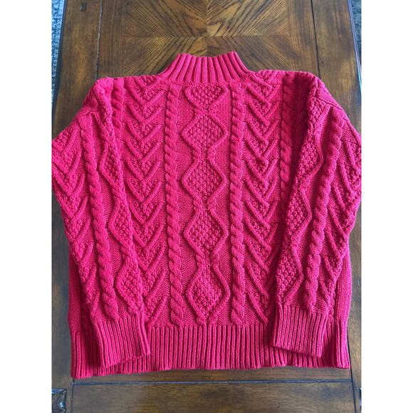 Lauren Ralph Lauren Deep RED Cableknight Sweater - Picture 2 of 6